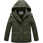 WenVen Boy's & Girl's Winter Warm Sherpa Lined Parka Coat with Removable Hood