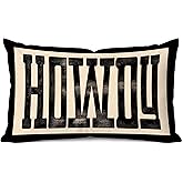 QICLM Retro Black and Beige Western Pillow Covers 12x20, Western Gifts for Women, Rustic Aesthetic Howdy Southwestern Decorative Lumbar Pillow Covers for Living Room Home Office