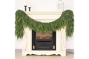 GLIDLION 9FT Christmas Norfolk Pine Garland -1PCS, Artificial Pine Needles Garlands Faux Greenery Fake Garland for Holiday Fireplace,Table,Window,Stairs,Mante,Indoor Outdoor Decor