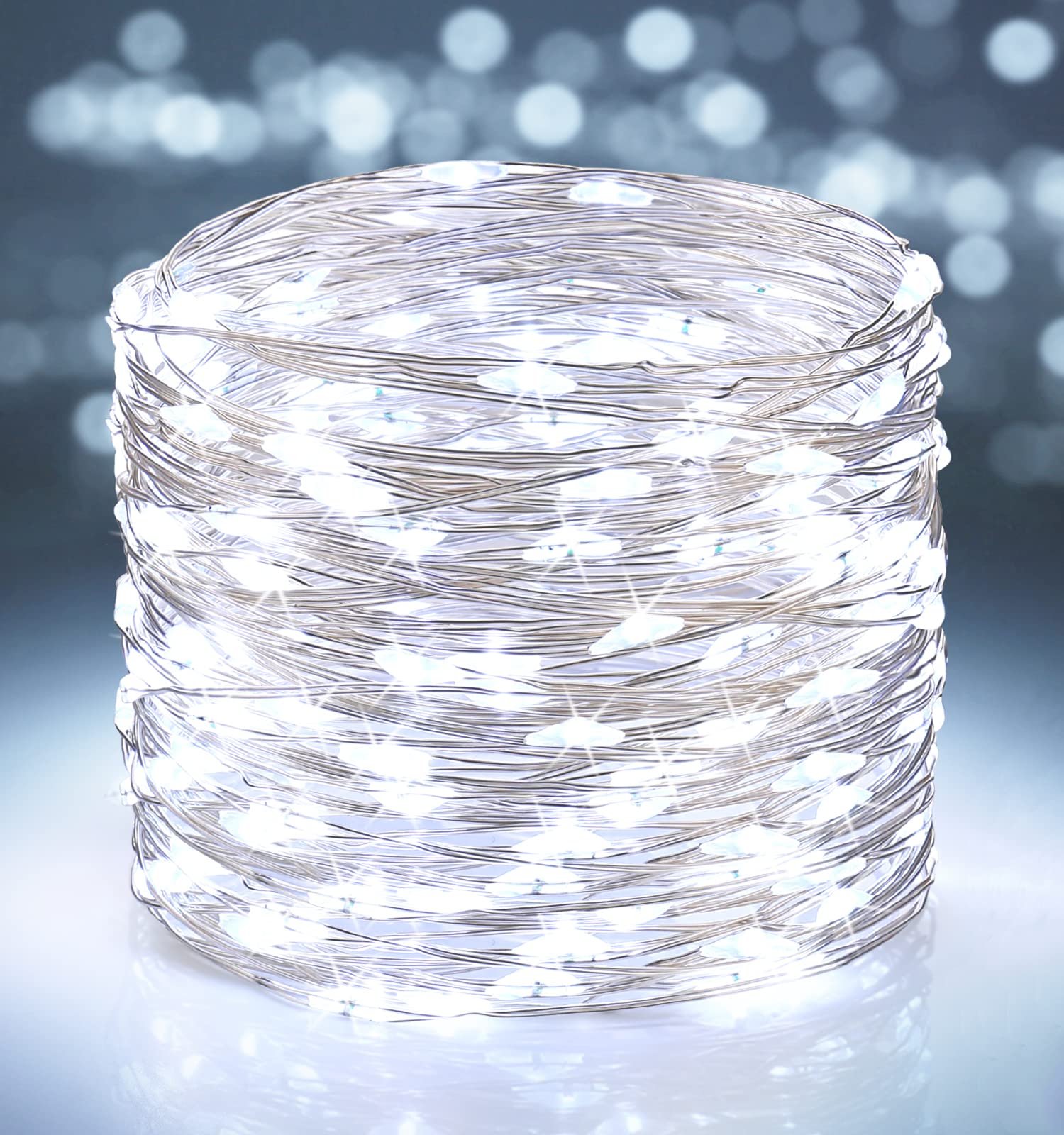 BrizLabs String Lights White Indoor, 65.6ft 200 LED Christmas String Lights Waterproof 8 Modes Copper Wire Lights for Outdoor Tree Garden Bedroom Wedding Party Decoration