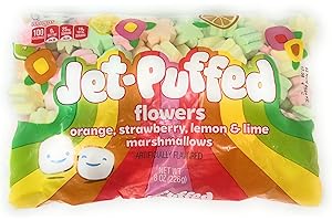 KRAFT HEINZ Jet-Puffed Flowers Marshmallows 8oz - 1 bag (orange, strawberry, lemon & lime flavored)