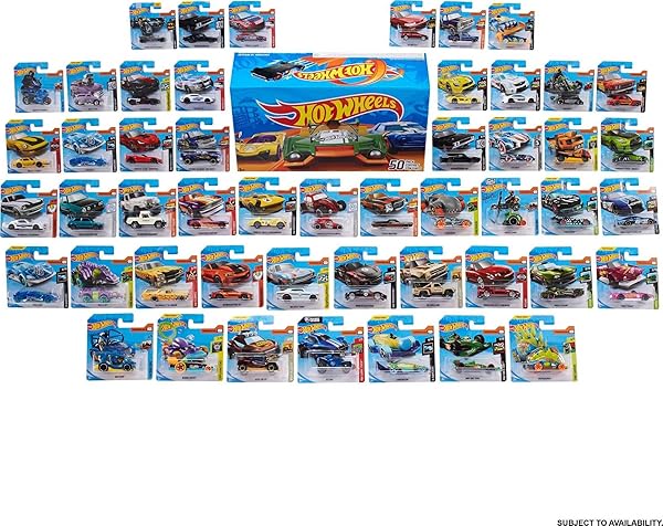 HOT WHEELS TOY CARS & TRUCKS, 50-PACK OF 1:64 SCALE VEHICLES, INDIVIDUALLY PACKAGED (STYLES MAY VARY)
