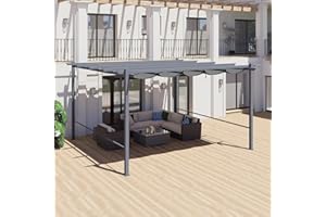 Aoodor 10x13 Ft Pergola Replacement Canopy- Retractable Sun Shade Cover with Water-Resistant & UPF 50+ UV Blocking for Outdoor Patio, Grey