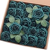 J-Rijzen Artificial Flowers 50PCS Real Looking Peacock Green Fake Roses with Stem for DIY Wedding Bouquets Centerpieces Party Baby Shower Home Decorations