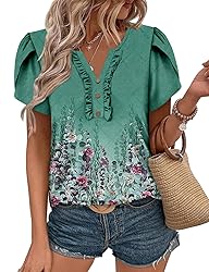 KISSMODA Women's Tunic Tops Casual V Neck Short