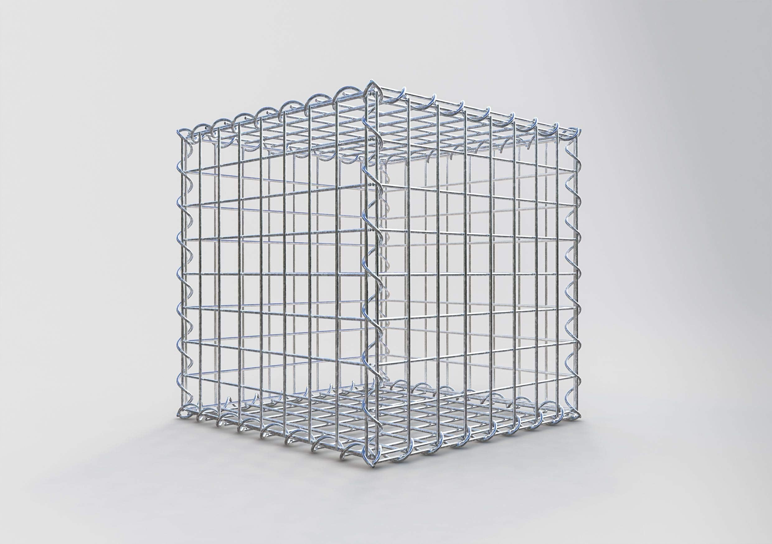 GABIONA Stone Basket Mesh 5 x 5 cm Depth 40 cm Spiral Hook Zinc Galvanised Square Gabion