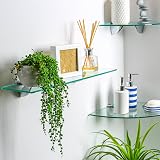 Harbour Housewares Floating Glass Wall Shelves 60cm Pack of 3 with Silver view 6