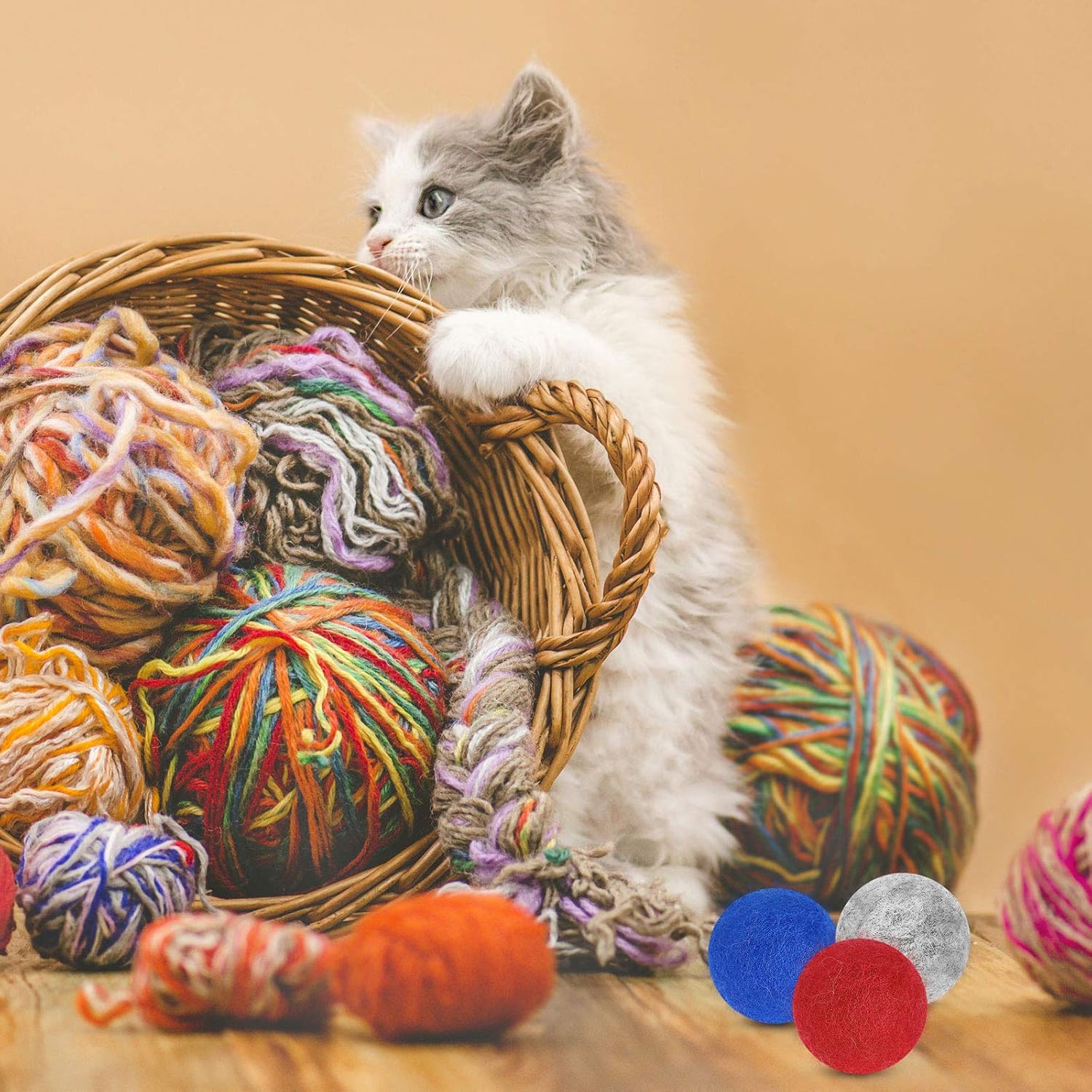 Weewooday 9 Pieces Wool Felt Ball Toys for Cats and Kittens Cat Wool Ball Toys Handmade Wool Dog Balls Colorful Soft Quiet Felted Fabric Balls for Cat Lover, Craft Supplies : Pet Supplies