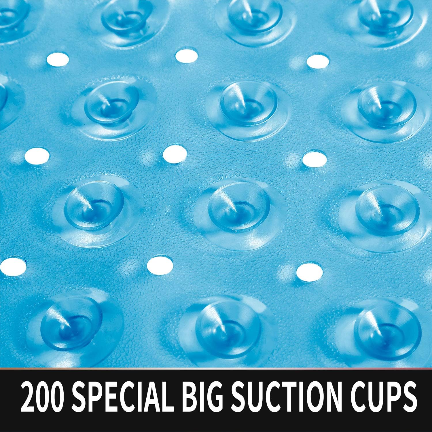 Yimobra Original Bath Tub Shower Mat Extra Long 16 x 40 Inch, Non-Slip with Drain Holes, Suction Cups, Phthalate Free, Latex Free, BPA Free and Machine Washable Large, Bathroom Mats, Clear Blue: Home & Kitchen