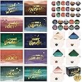 Decorably Gold-Foiled 6x4in 50 Pack Employee Appreciation Cards with Envelopes & Stickers, 10 Watercolor Designs Thank You Ca