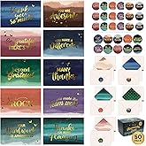 Decorably Gold-Foiled 6x4in 50 Pack Employee Appreciation Cards with Envelopes & Stickers, 10 Watercolor Designs Thank You Ca