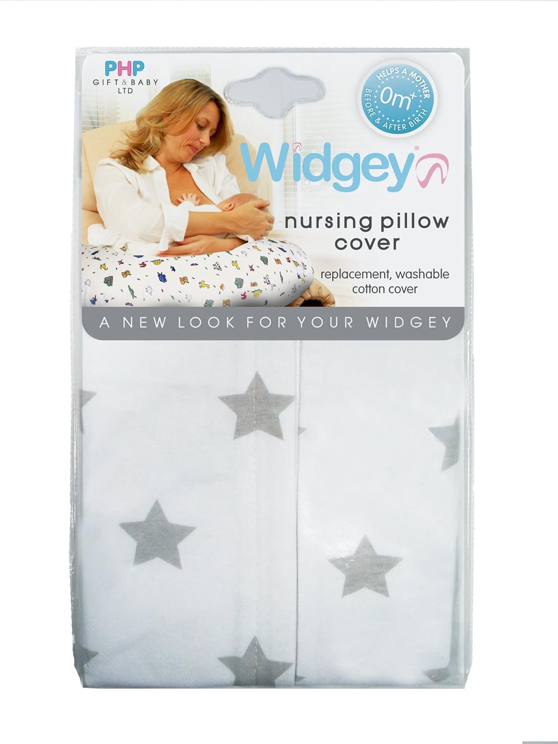 Spare Teal Star Print Cotton Cover For The Widgey Nursing Pillow
