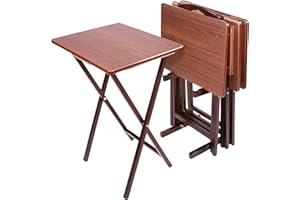 Pearington Folding TV Tray Table for Dining, Laptop Computer Stand, Gaming, Desk, 4-Pack, Espresso