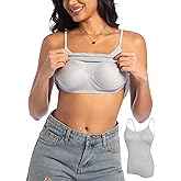 FANYOUNA Camisole Tank Top for Women with Built-in Padded Shelf Bra Support,Spaghetti Strap Layering Camis, Basic Undershirt