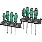 Wera Kraftform Screwdriver Set, PH PZ TORX Slotted, Lasertip, 14 Pc | Color-Coded Take It Easy Sizing, Anti-Roll Hex Shaft, Ergonomic Hard-Soft Handle, Includes Wall-Mount Rack