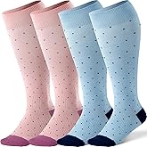 2 Pairs Bamboo Plus Size Compression Socks Wide Calf for Women and Men 15-20 mmHg Knee High Support Stockings for Circulation