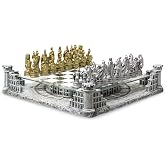 BB Brother Brother Ancient Roman Gladiators 3D Chess Board Game Set, Glass Board, Handmade Gold and Silver Polyresin Chess Pieces for 2 Players