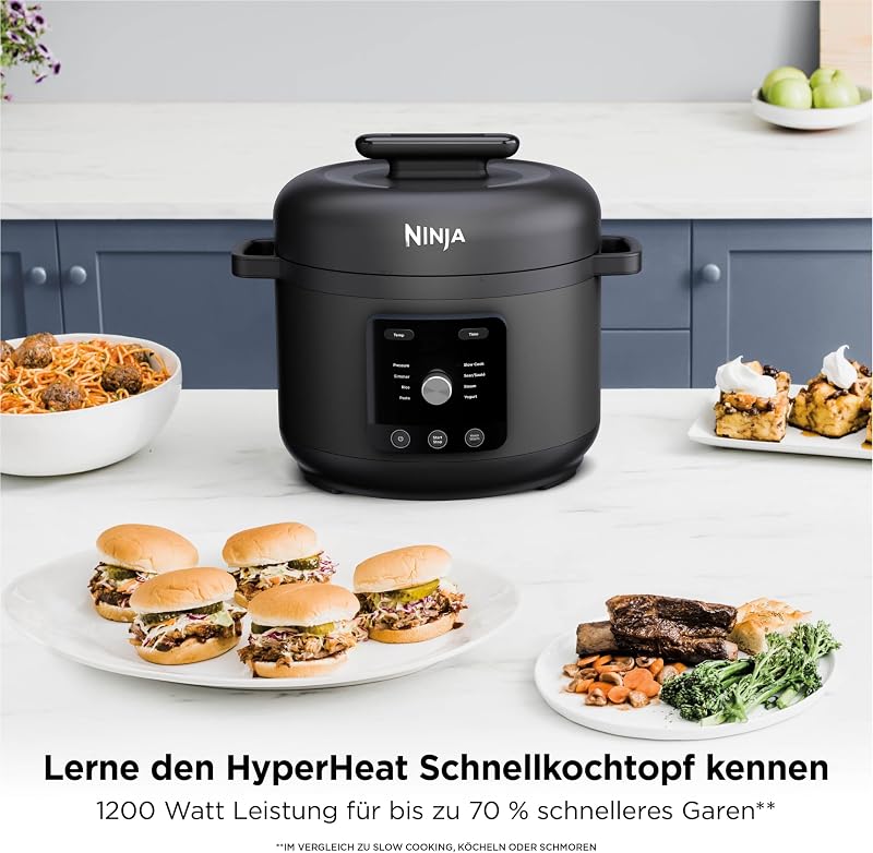 HyperHeat 9-in-1 Schnellkochtopf & Reiskocher, 6 L, Schwarz