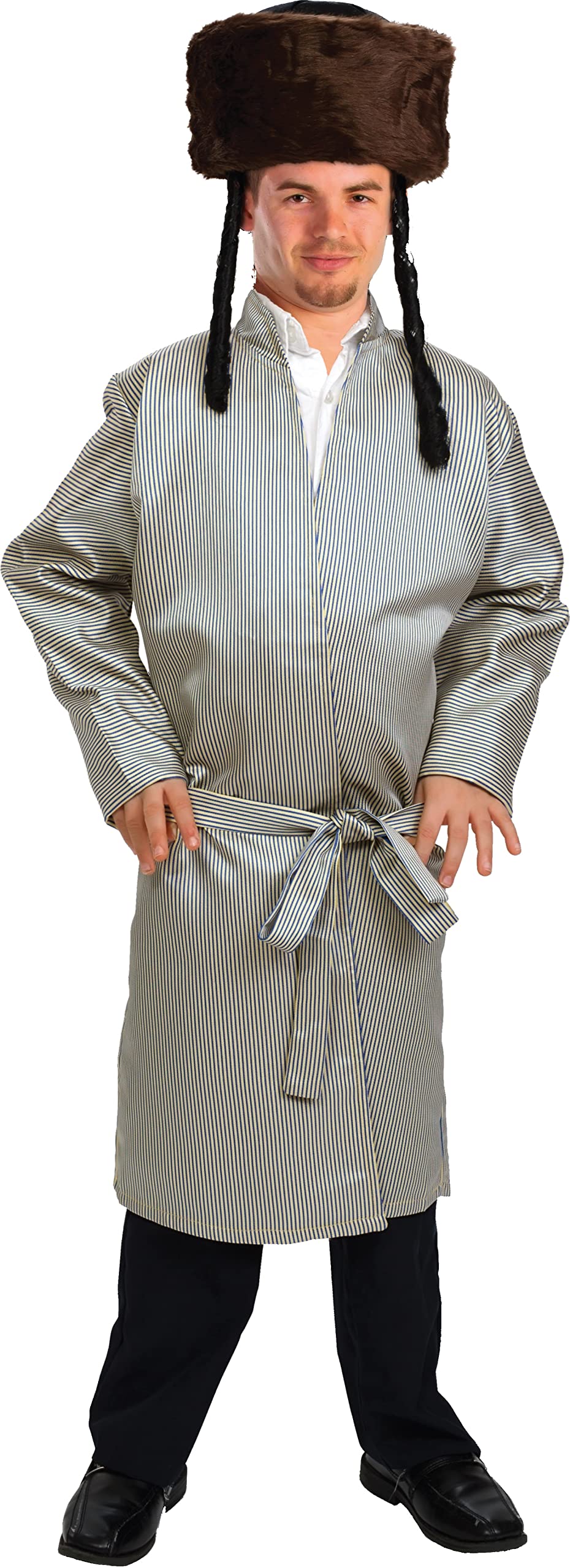 Dress Up America Striped Yerushalmi Chasidic Bekitcha Jewish Rabbi Outfit for Adults - Beautiful Dress Up Set for Role Play