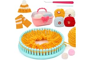 DPAPDI Knitting Loom Kit for Beginners, Creative Craft Toy for Girls Ages 7 8 9 10 11 12 with Storage Boxes Yarns Knitting Tools, Fantastic DIY Gifts Knit Hat Scarf