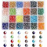 Rubdub 2880pcs 4mm Crystal Bicone Bracelet Beads Bulk Faceted Glass Beads for Necklace Earring Keychain Dolls Jewelry Making (24 Rainbow AB Colors)