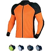 WICKED STOCK Men's Orange Large Motorcycle Armor Shirt - Mesh Motorcycle Shirt with CE Level2 Protection