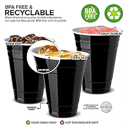 Stock Your Home Black Plastic Cups Disposable, 16oz