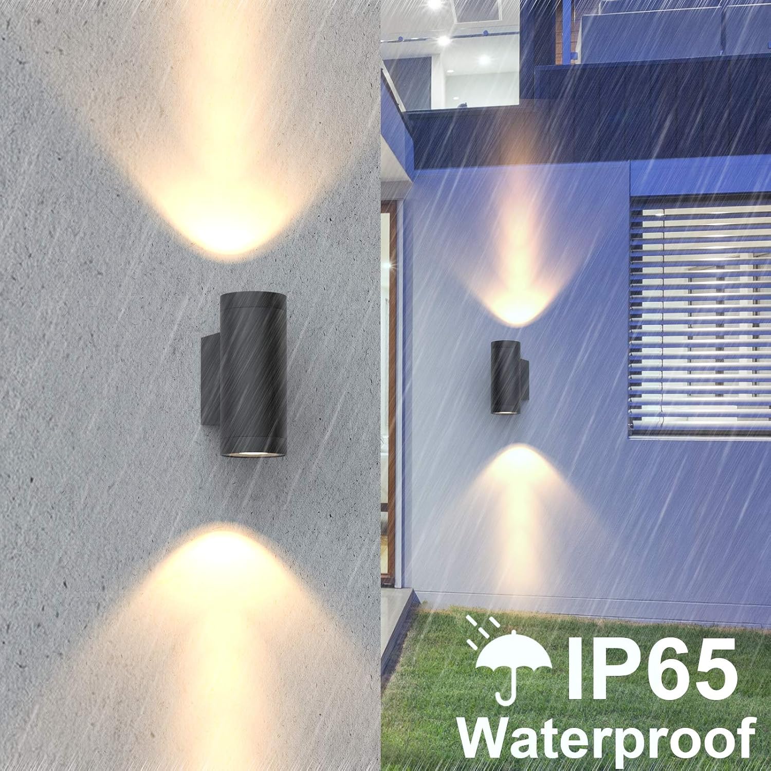 Klighten 2 pcs Black Outdoor Wall Light IP65 Up Down Outside Wall Lighting Modern Aluminum Wall Lamp for Garden Entrance Corridor Courtyard Socket GU10 - Image 3