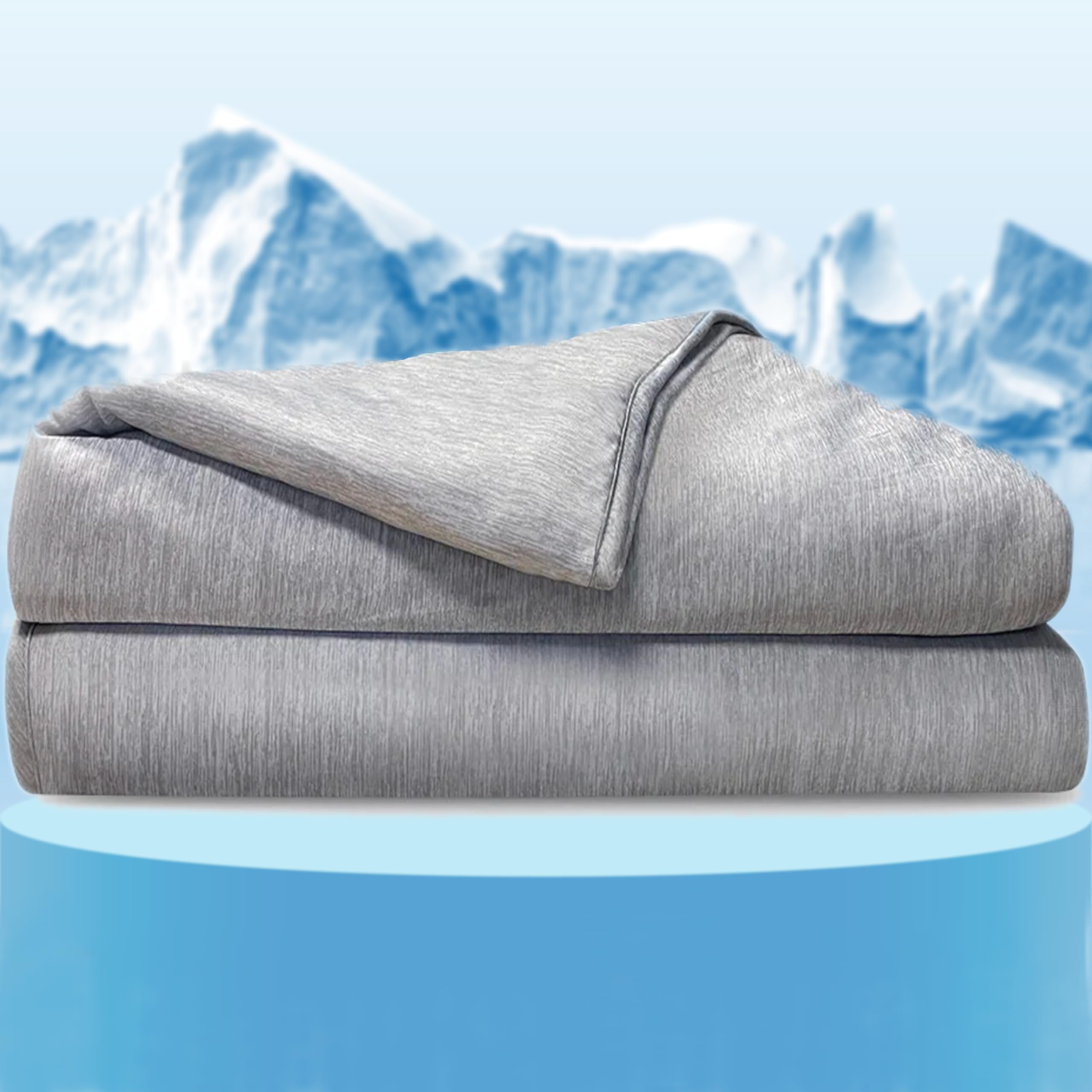 Pasper Cooling Blanket 200 x 220 cm - Summer Blanket Self-Cooling - Q-max < 0.43 - Cuddly Blanket Grey - Thin Blanket - for People, Children, Babies and Pets