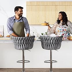 AWQM Velvet Bar Stool Set of 2,Counter Height