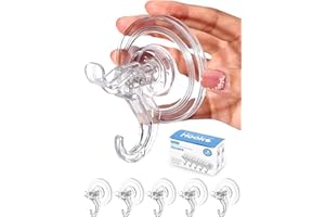 Antimbee Transparent Heavy Duty Suction Hooks, 5 Pack, Holds up to 11 lbs, Modern & Simple Design, Reusable & Removable, Idea