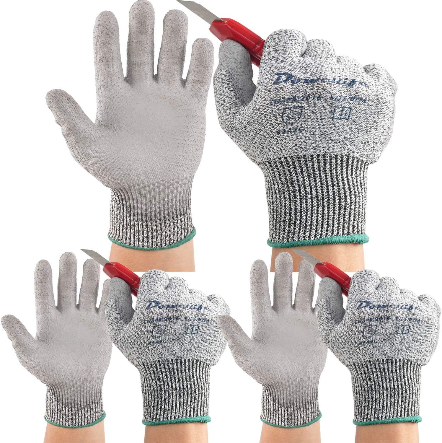 DowellifeLevel 5 Cut Resistant Work Gloves for Men & Women, PU Coated Breathable Gardening Gloves, Thin Flexible Firm Grip
