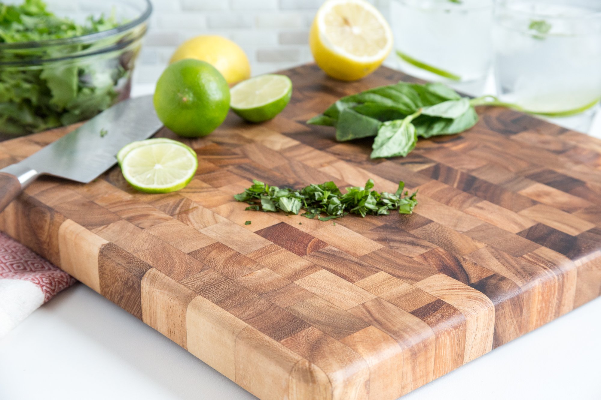 Ironwood Gourmet 28218 Square Charleston End Grain Chef's Board , Acacia Wood 14