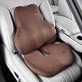 Coverado Memory Foam Car Seat Cushion and Lumbar Support Pillow for Car, Ergonomic Office Chair Cushion for Lower Back Pain Relief, Breathable & Non-Slip for Car, Home, and Office Use, Coffee