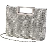 Womens Top Handle Clutch Purses, Sparkly Rhinestone Glitter Evening Handbag Shoulder Crossbody bag for Wedding Prom Party
