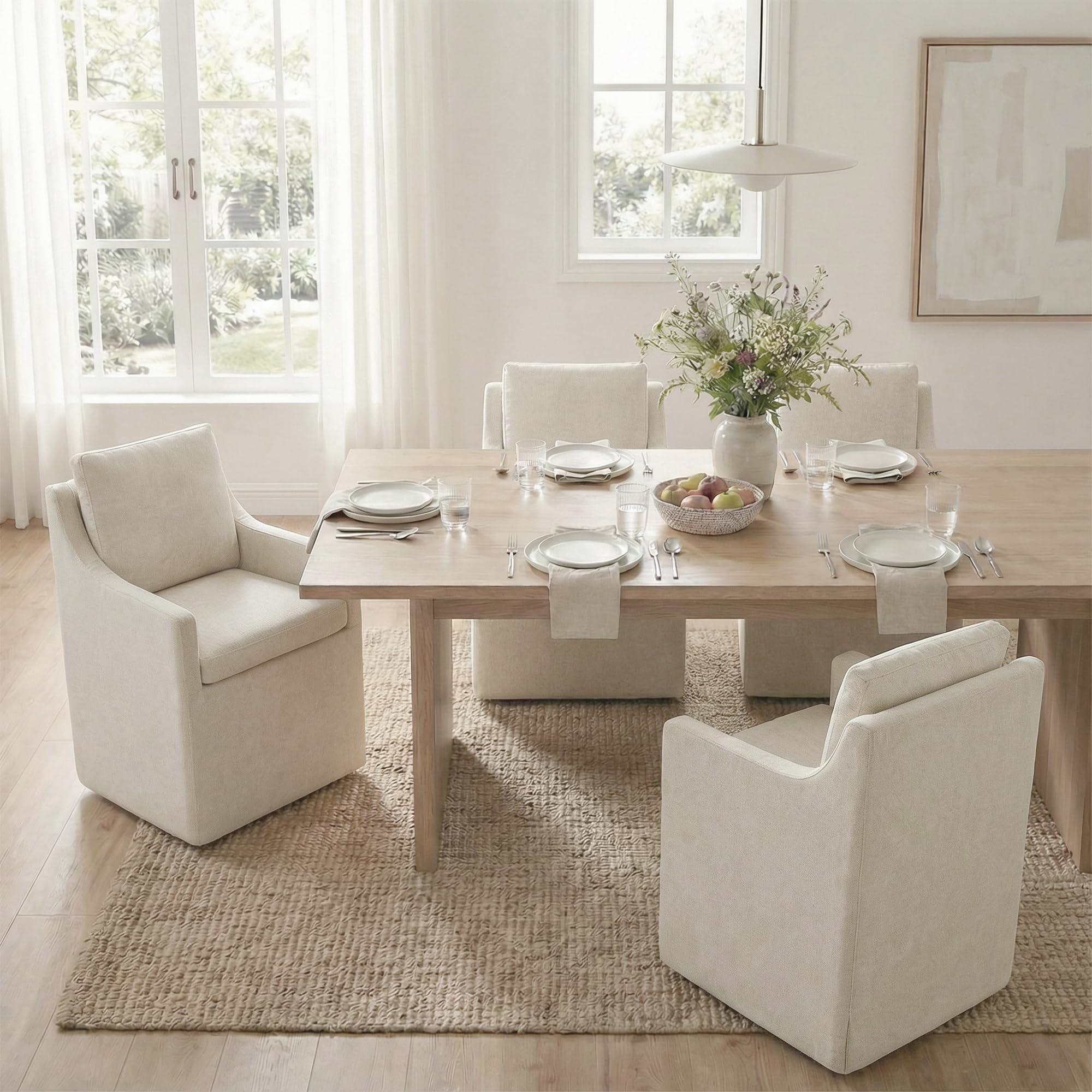 Photo 1 of *PARTIAL SET - ONLY 2 chairs*
KISLOT Upholstered Dining Chairs Set of 4, Modern Dining Room Chairs with Casters & Washable Cover, Rolling Accent Chair with Hidden Storage for Kitchen, Farmhouse, Living Room, Beige, 4 Box
