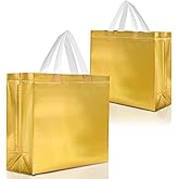 Nush Nush Large Gold Gift Bags with Handles – Set of 15 Reusable Gold Party Favor Bags - Ideal for Christmas Gifts, Bachelorette Party Favors, Wedding Gifts, Thanksgiving –13Wx5Dx11H