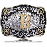 Absbolo Western Belt Buckle Initial Letters ABCDJMR to Z Large Gold Cowboy Belt Buckle Cowboy Belt Buckles for Men Women