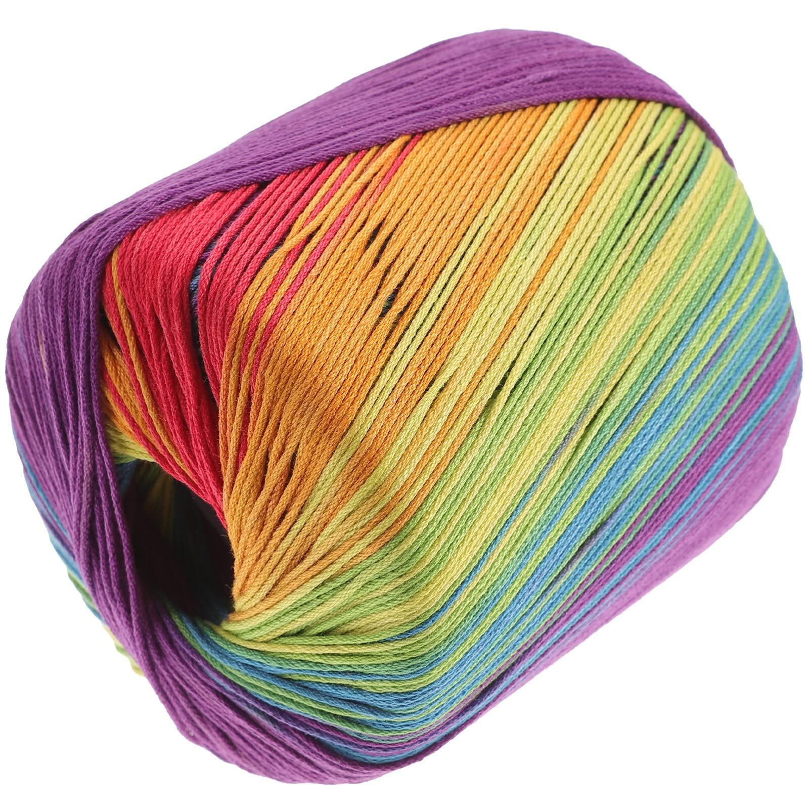 MILISTEN 133M Soft Crochet Yarn Multi-Colored Cotton Knitting Yarn Hand Knitting Yarn Weaving Yarn Crochet Thread (Rainbow)