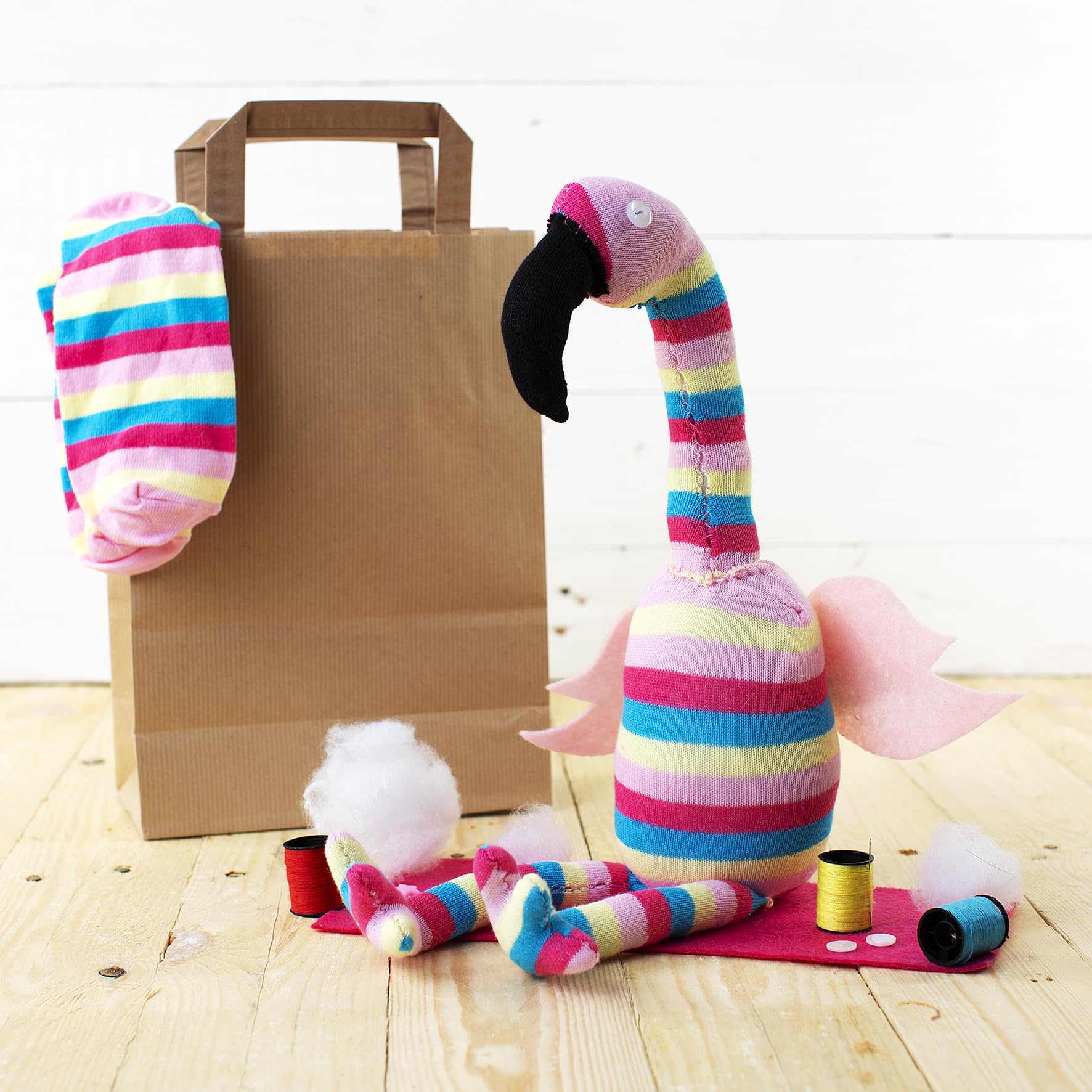 Sock Flamingo Craft Kit - Complete Craft Kit to Create Your Own Flamingo