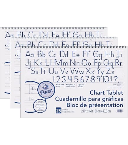 Pacon 74620 Chart Tablets W/Cursive Cover, Ruled, 24 X 16