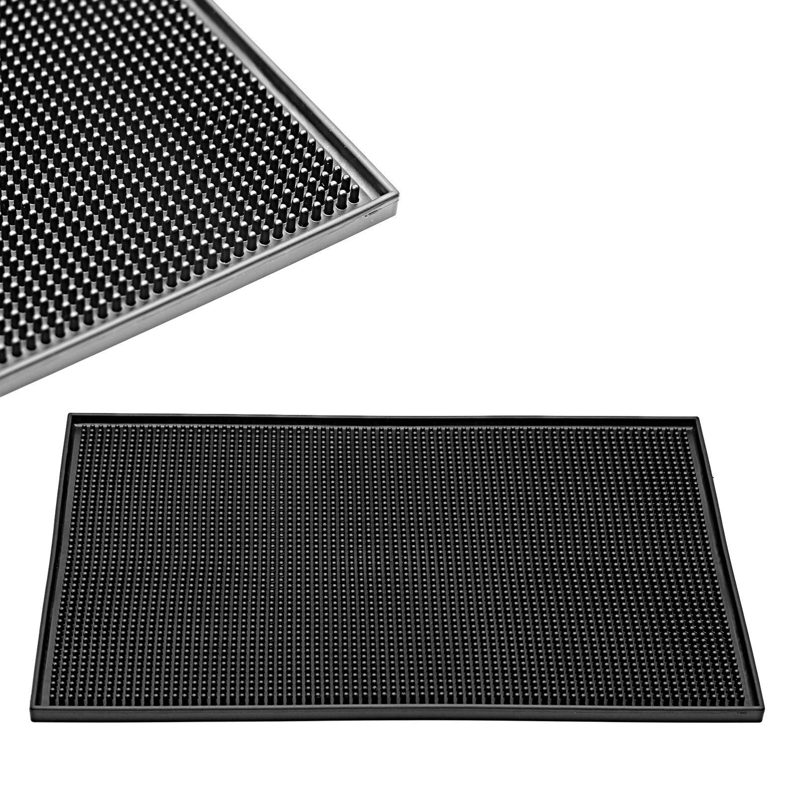 AOII Bar Mat, 18" x 12", Quality Rubber Barber Service Mat, Black Coffee Bar Mats, Spill Mat for Counter-Top,Easy to Clean