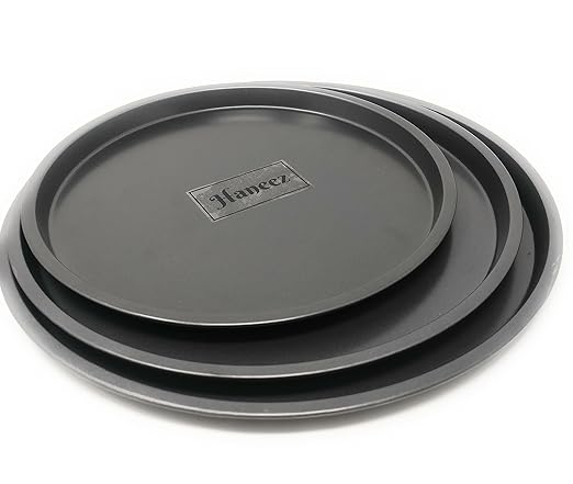 Haneez Non-Stick Pizza Pan - Set of 3, Black