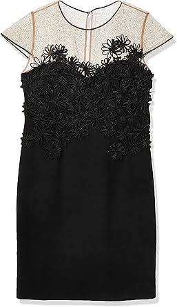 black floral applique dress