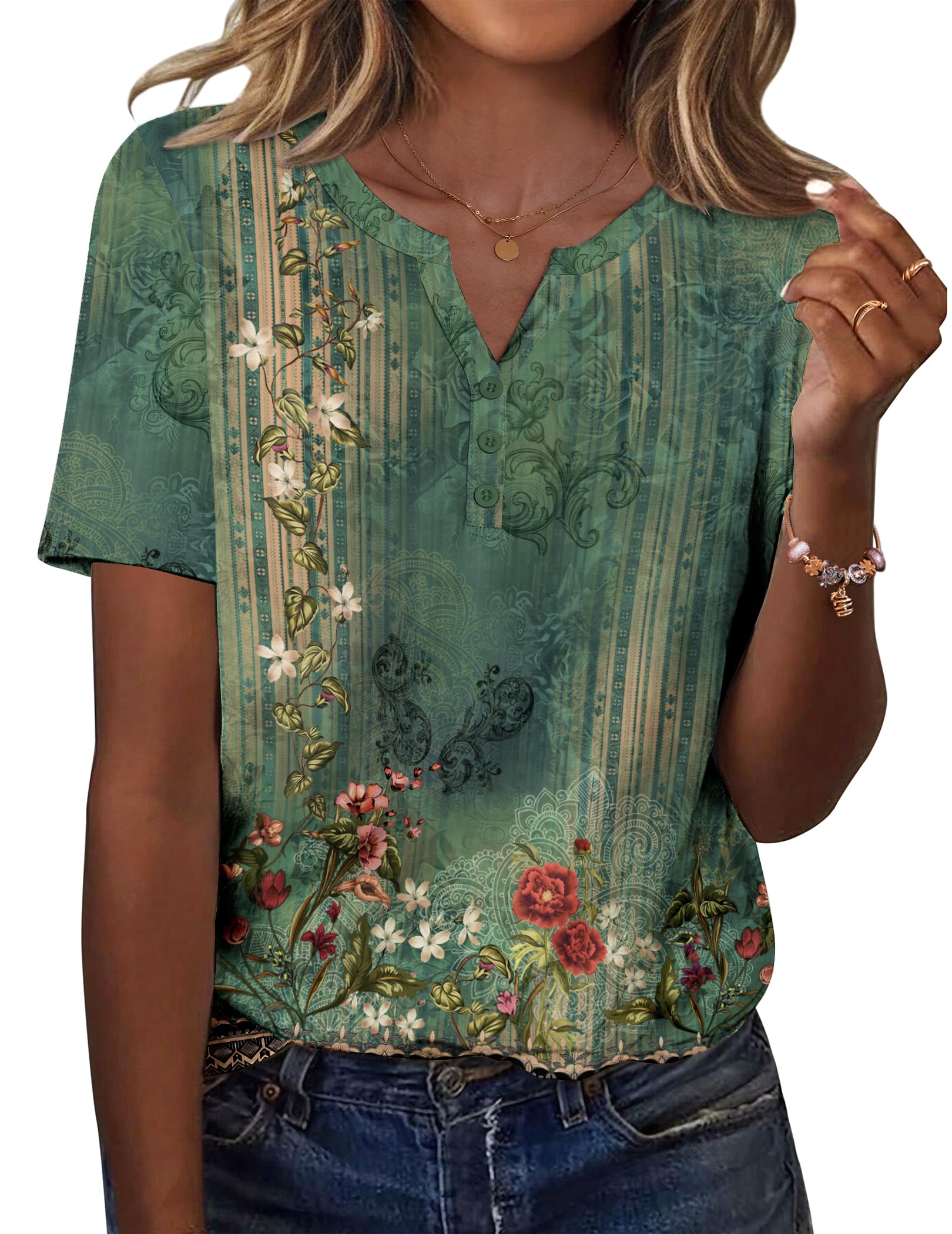 Zeagoo Women's Clothing Short Sleeve Summer Top Casual V Neck T Shirts ...