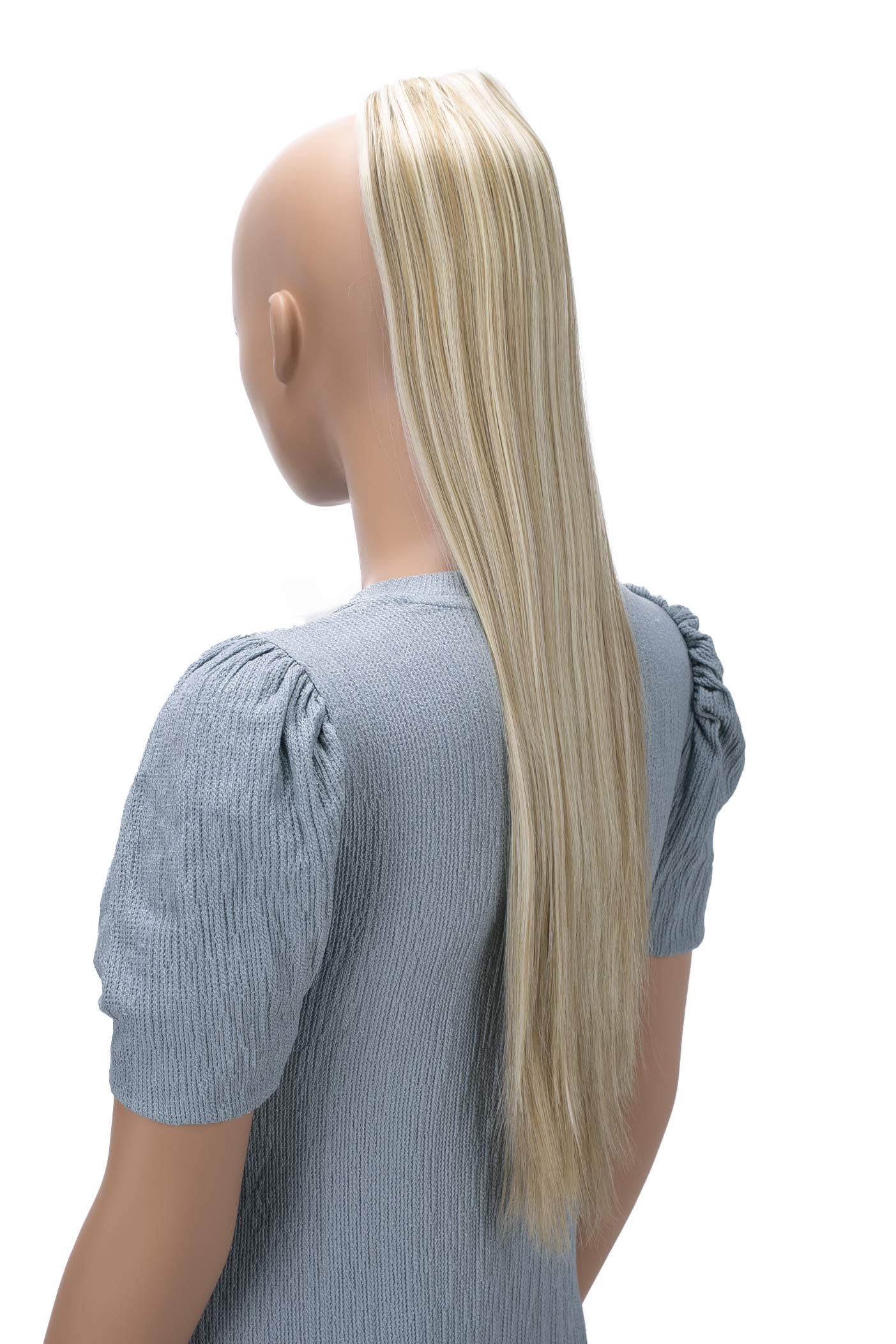 CAISHA 26" Hairpiece Ponytail Long Hair Extension Drawstring Straight Natural Blonde With Highlights PH628