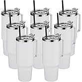 HASLE OUTFITTERS 40 oz Stainless Steel Tumbler with Handle, Vacuum Insulated Tumblers Bulk, Reusable Double Wall Travel Coffee Mug, Durable Powder Coated Water Bottles(White, 8)