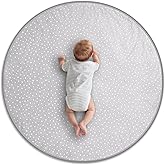Byrd & Blume Round Baby Play Mat, Organic Cotton Soft Padded Nursery Floor Mat, Safe Hypoallergenic Baby Mat, Reversible, Foldable, Portable Infant Tummy Time Mat Fits Tents & Playpens (40"x40") Gray