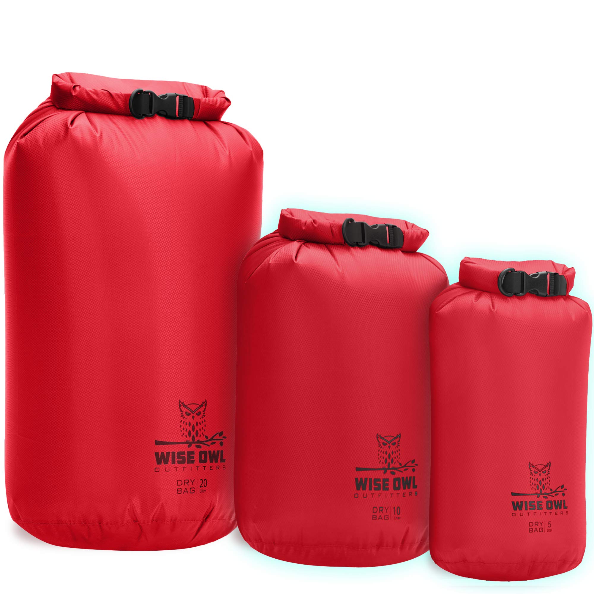 Carrier Bag Case, Waterproof Dry Bag - Ultra Durable 1pk or 3pk Airtight Bags - 5L, 10L, 20L Sizes - Diamond Ripstop Roll Top