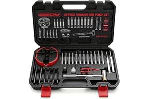 Premium Pin Punch Hammer Set: 25-Piece Punch Set and Hammer with Bench Block, Steel Roll Pin Punch Set, Pin Punches with Repl